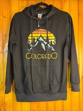 K2 Colorado Graphic Hoodie - Black with Sunset Mountain Print